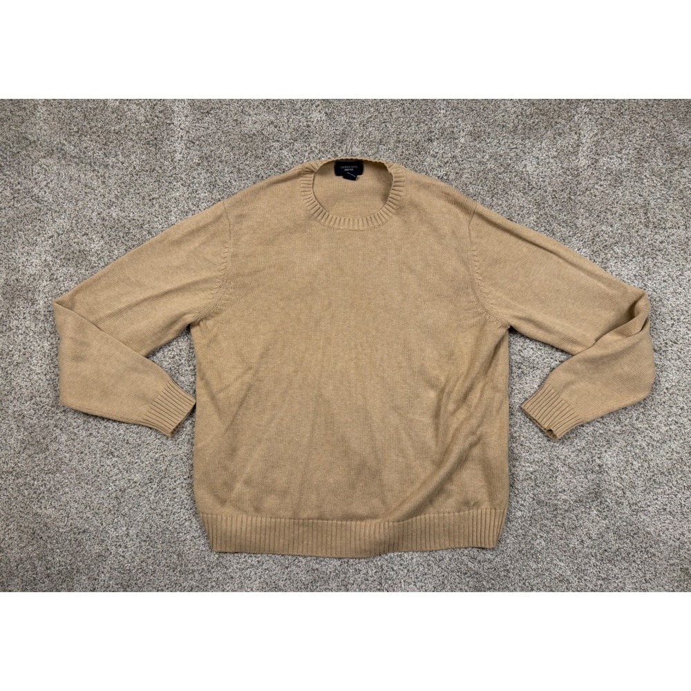 Lands End Drifter Sweater Mens XL Tan  Ribbed Crew‎ Neck Knit